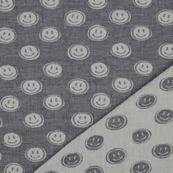 Musselin Smiley 2-Seitig - dunkelblau/creme