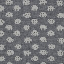 Musselin Smiley 2-Seitig - dunkelblau/creme