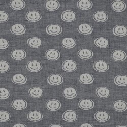 Musselin Smiley 2-SIDE - dunkelblaublau/creme