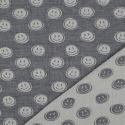 Musselin Smiley 2-SIDE - dunkelblaublau/creme
