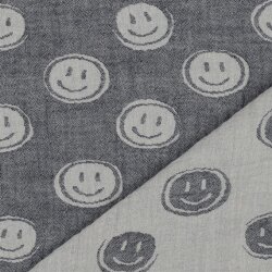 Musselin Smiley 2-SIDE - dunkelblaublau/creme
