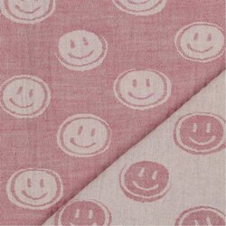 Musselin Smiley 2-SIDE - pink / ECRU