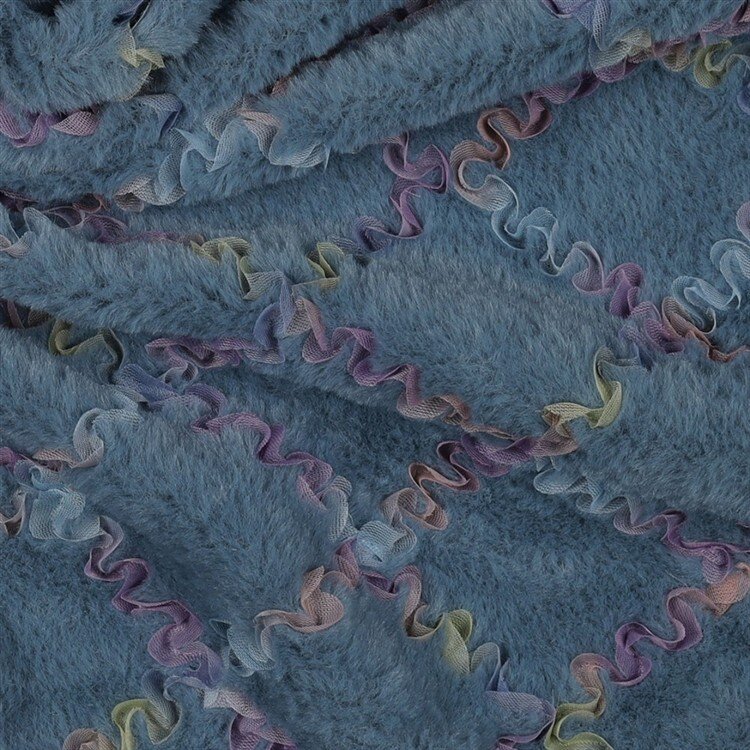 Kunstfell mit TULE MULTI COLOUR - schattenblau