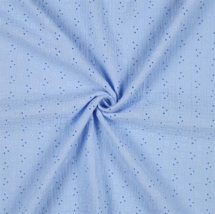 Musselin Bestickt Blumen - hellblau