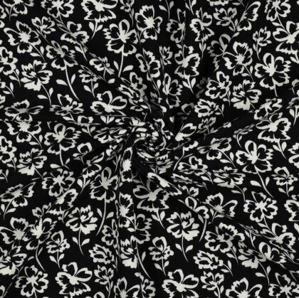 Ganzjahressweat Soft Blumen - schwarz