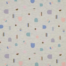 Baumwolljersey bunte Formen - creme meliert