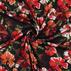 Viskose Jersey Digital Blumen - schwarz