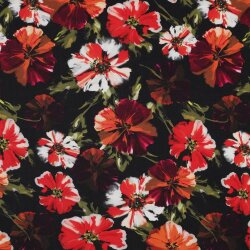Viskose Jersey Digital Blumen - schwarz