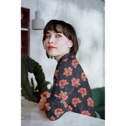 Viskose Popeline grosse Blüten - limette