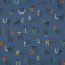Baumwollpopeline Organic Tiere BuchstabenH - blau