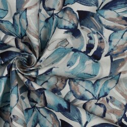 Canvas Digital Aquarell Monsterablätter - blau