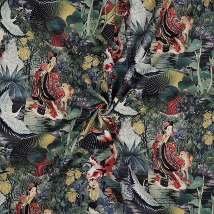 Canvas Digital orientalischer Vogel - smaragd