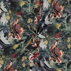 Canvas Digital orientalischer Vogel - smaragd