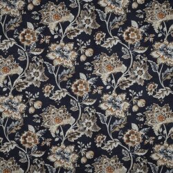 Canvas Digital Blumen - dunkelblau