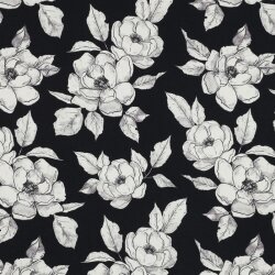 Canvas Digital Blumen - schwarz
