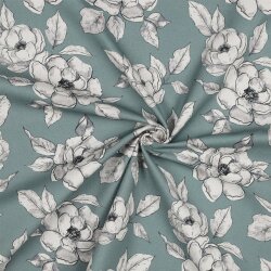 Canvas Digital Blumen - DARK MINT