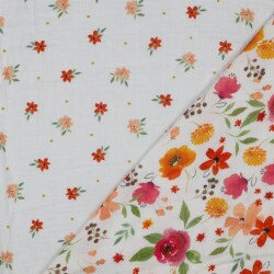 Musselin kleine Blumen - weiss
