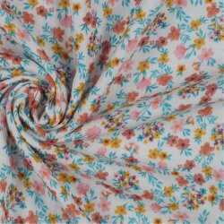 Musselin Blumenmeer - weiss/pink