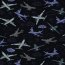 Baumwolljersey Digital Flugzeuge - dunkelblau