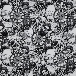 Baumwolljersey Digital Totenkopf - weiß