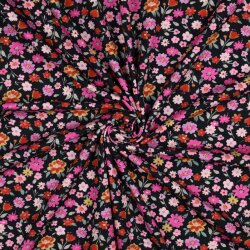 Baumwolljersey Organic Digital Blumen - dunkelblau