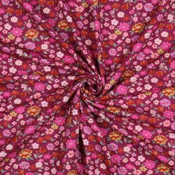 Baumwolljersey Organic Digital Blumen - kirsche