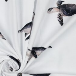 Baumwolljersey Digital Schildkröten - weiß