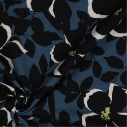 Baumwolljersey Blumenschatten - blau