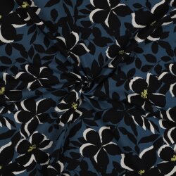 Baumwolljersey Blumenschatten - blau