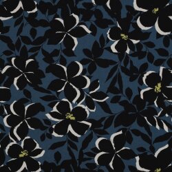 Baumwolljersey Blumenschatten - blau