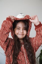 Alpenfleece Zebrastreifen - dunkel koralle