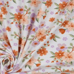 Baumwolljersey Organic Blumen - weiß