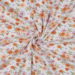 Baumwolljersey Organic Blumen - weiß