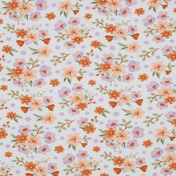 Baumwolljersey Organic Blumen - weiß