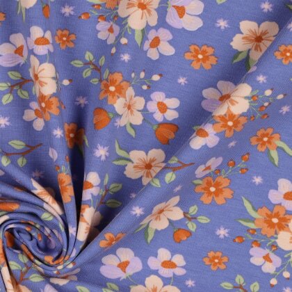 Baumwolljersey Organic Blumen - lavendel