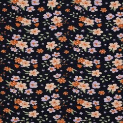 Baumwolljersey Organic Blumen - dunkelblau