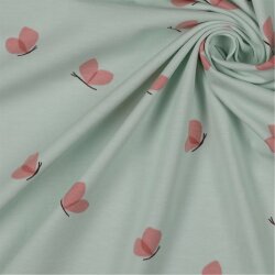 Baumwolljersey Schmetterlinge - hellmint