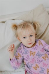 Baumwolljersey Melange Glitzer Schmetterlinge - helllila meliert