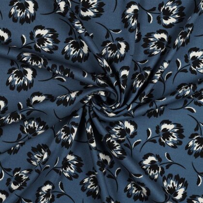 Viskose Jersey Blumen - BLUE