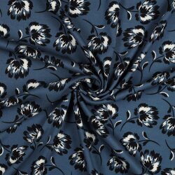 Viskose Jersey Blumen - BLUE