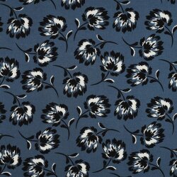 Viskose Jersey Blumen - BLUE
