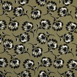Viskose Jersey Blumen - OLIVE