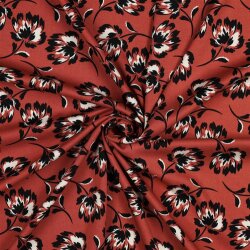 Viskose Jersey Blumen - KETCHUP RED