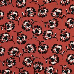 Viskose Jersey Blumen - KETCHUP RED