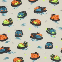 Baumwolljersey Neon Autoscooter - altweiß