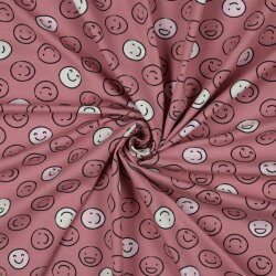Baumwolljersey GLOW IN THE DARK Smiley - perlrosa