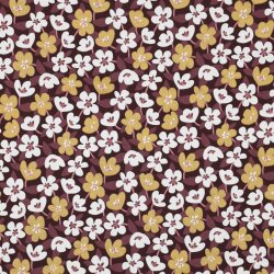 Baumwolljersey Glitzer Blumen - weinrot