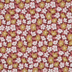 Baumwolljersey Glitzer Blumen - steinrot
