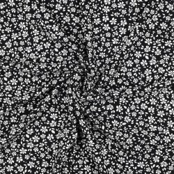 Viskose Popeline STRETCH kleine Blumen - schwarz