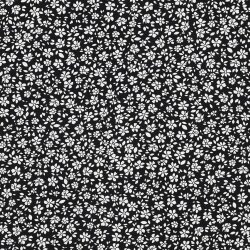 Viskose Popeline STRETCH kleine Blumen - schwarz